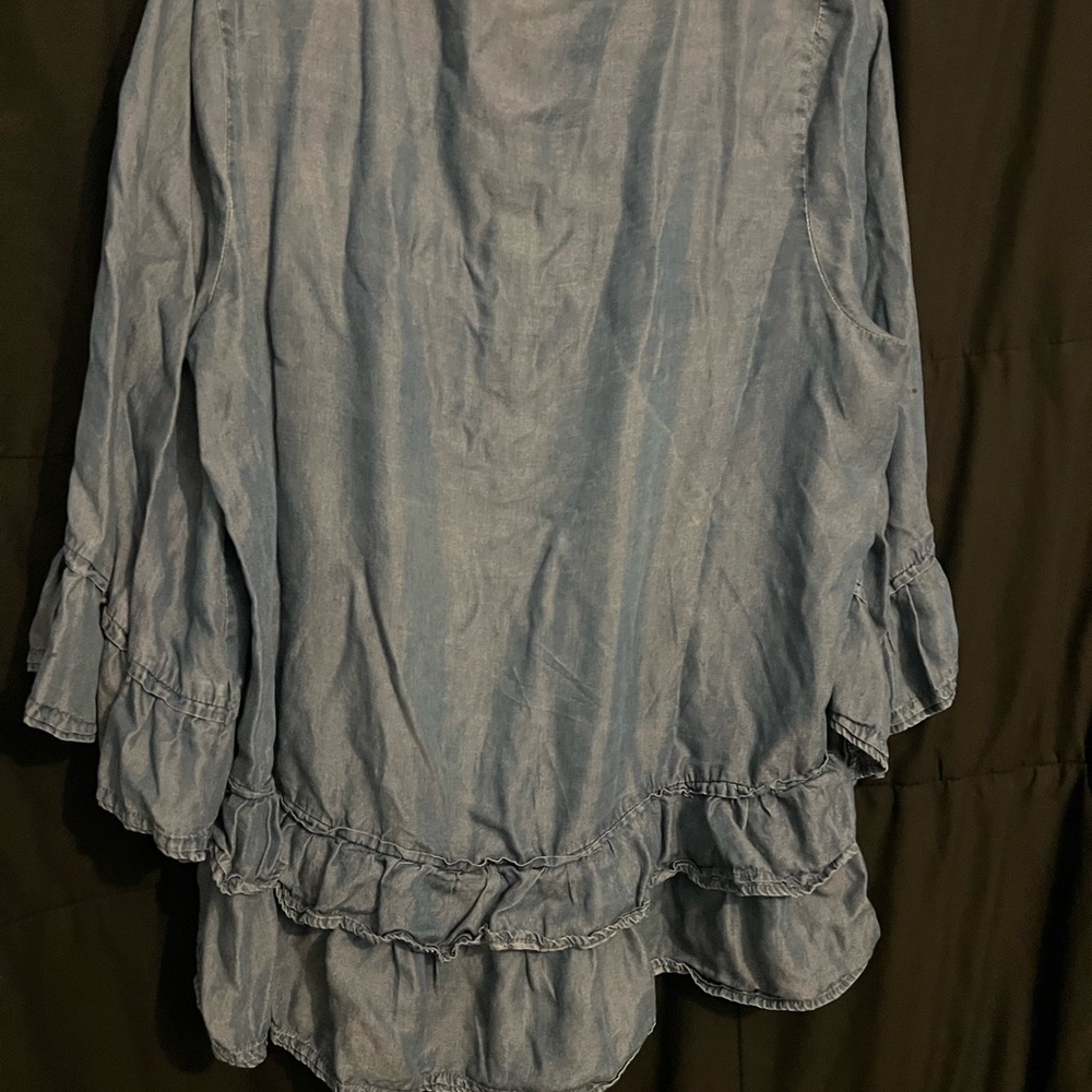 Women's Blue Ruffled Top - Picture 3 of 3